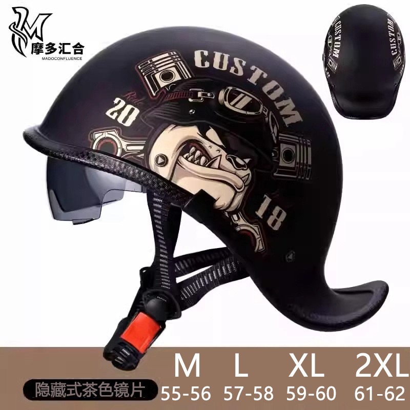 Lens Cap Vintage - Retro kaski motocyklowe dla mężczyzn Vintage