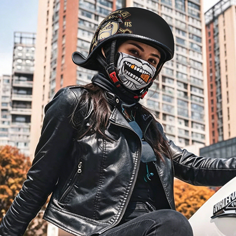 Lens Cap Vintage - Kaski motocyklowe retro dla mężczyzn, kask