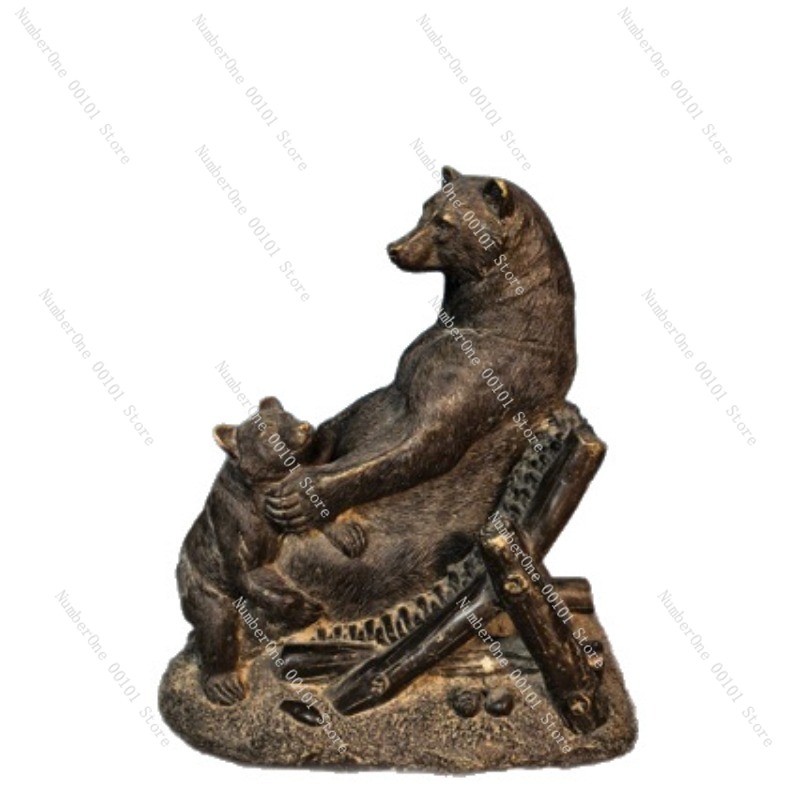 Vintage Collectible Bears - Antyczna brązowa ozdoba w kształcie niedźwiedzia,