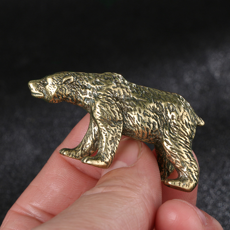 Vintage Collectible Bears - Antyczna chińska statuetka niedźwiedzia z litego
