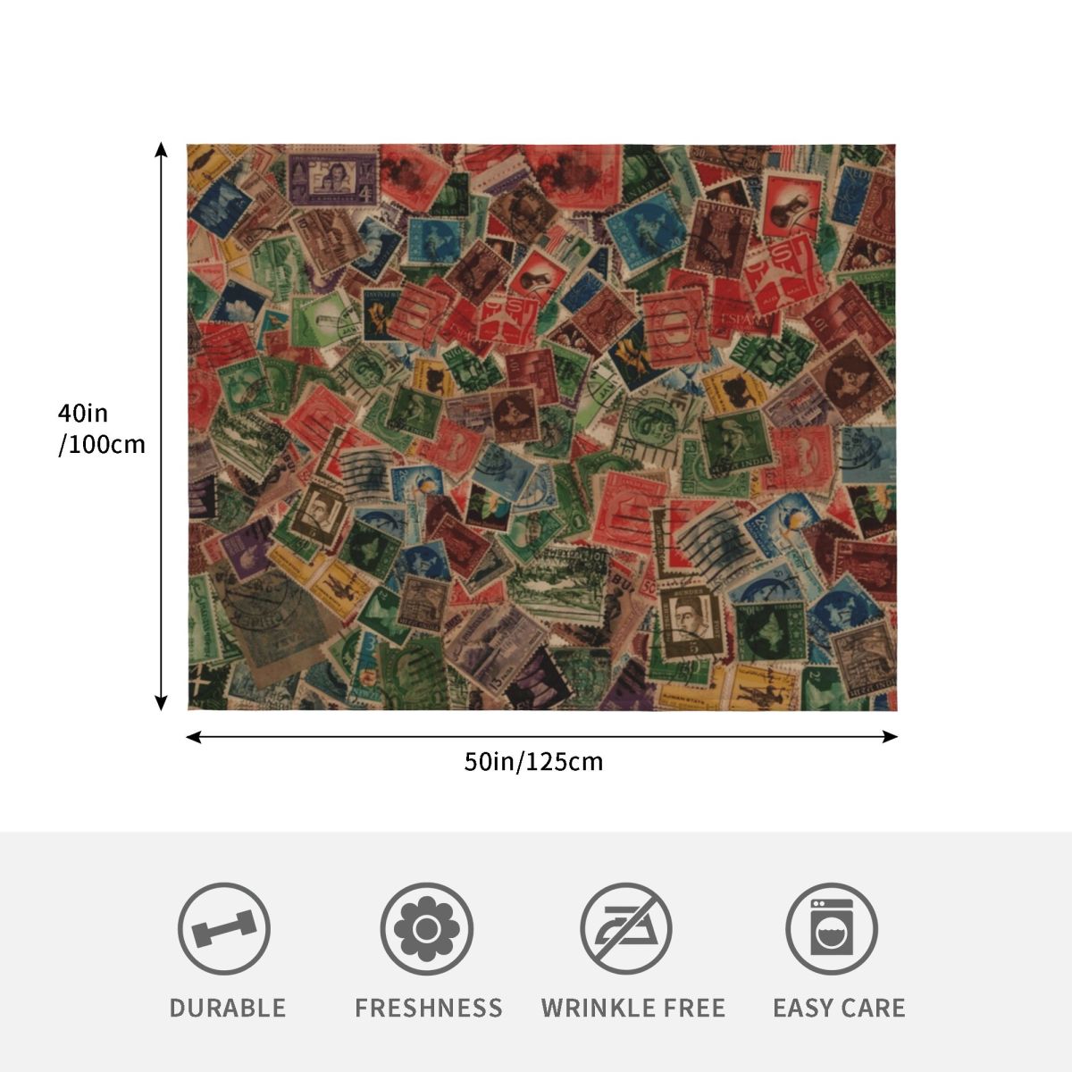 Koc z motywem starych znaczków – Collectible Vintage Postage Stamps recenzja i cena